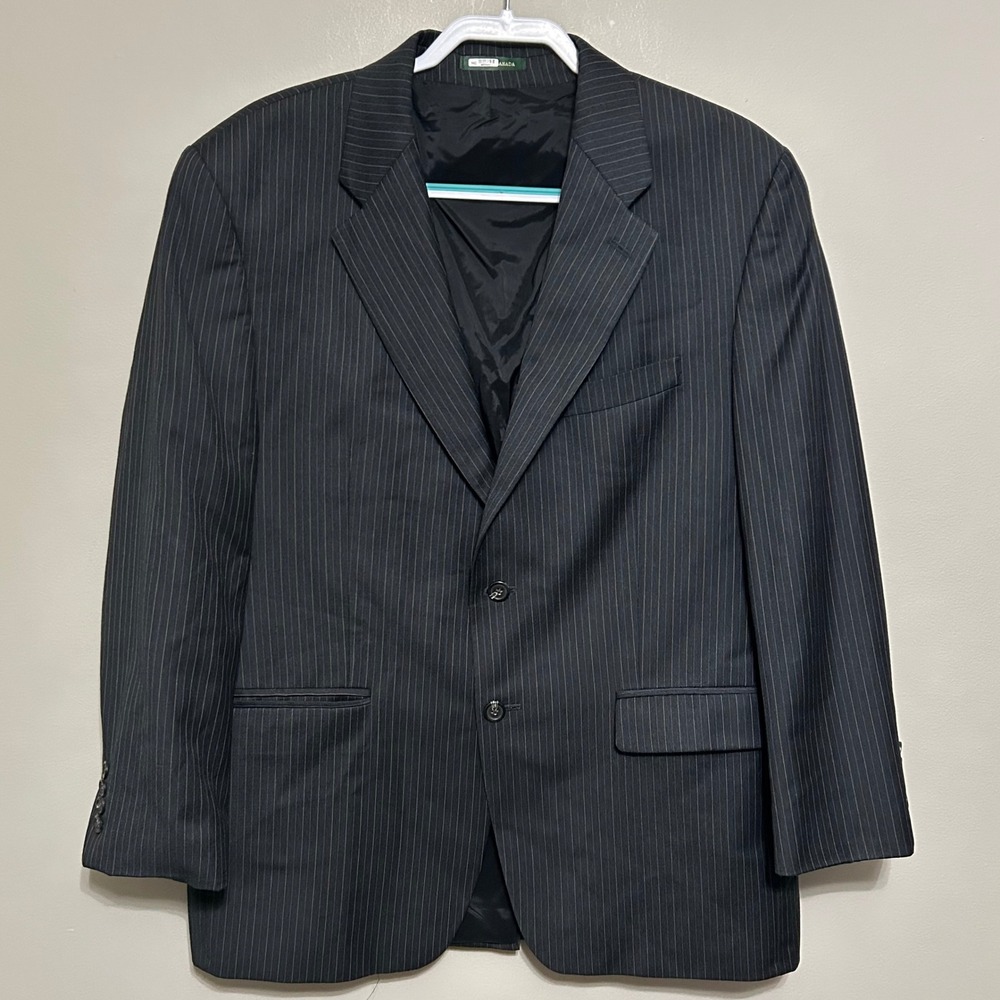 Lauren‎ Ralph Lauren Men's Wool Blazer 42R Black Pinstripe Business Suit Jacket